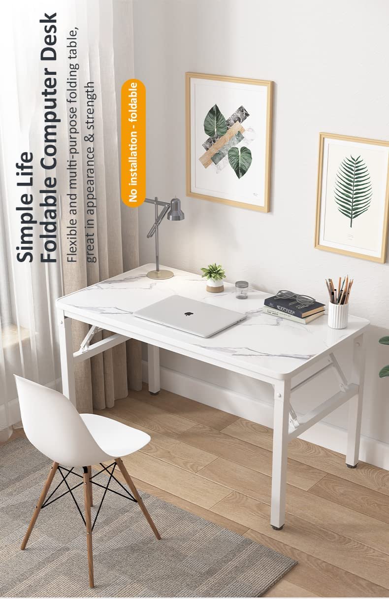 SND Homes Easy-Folding Computer Table/Work Desk for Kids/Adults - No Assembly Required (120 X 60 Molded White) - Image 6
