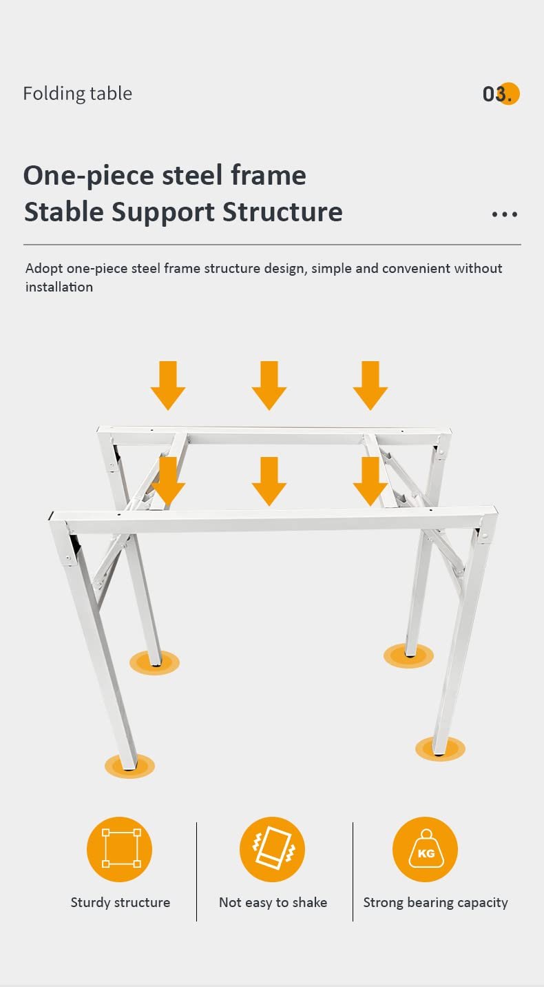 SND Homes Easy-Folding Computer Table/Work Desk for Kids/Adults - No Assembly Required (120 X 60 Molded White) - Image 9