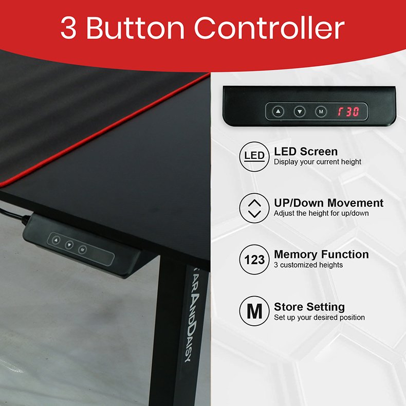 StarAndDaisy Sit To Stand Electric Height Adjustable Standing Desk Table with 3 Memory Presets, USB Charging - Black - Image 6