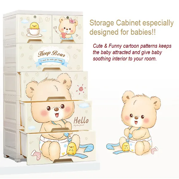 SND Homes Smart Storage cabinet / Almirah / cupboard for newborn baby kids essentials - Teddy - Image 3