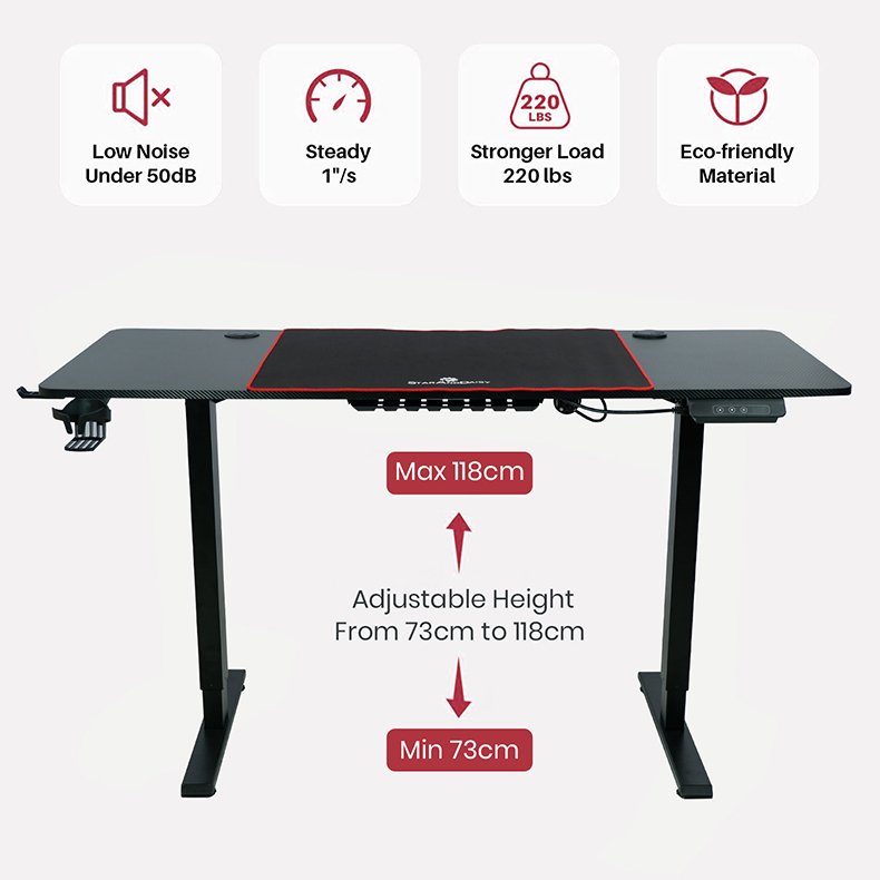 StarAndDaisy Sit To Stand Electric Height Adjustable Standing Desk Table with 3 Memory Presets, USB Charging - Black - Image 7