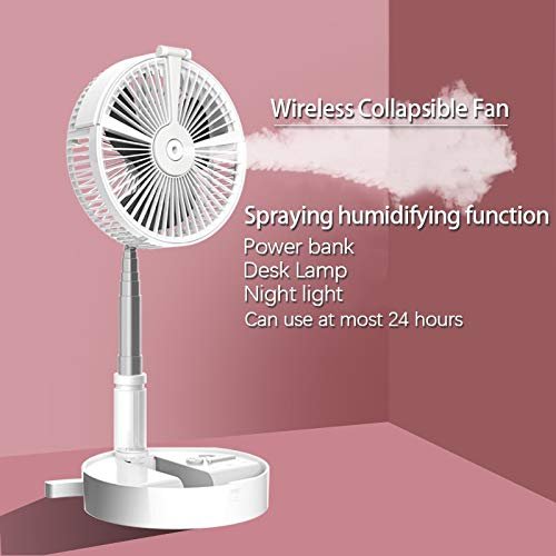 SND Homes Portable Folding Fan with 7200 mah battery power fan breeze air fan with humidifier table lamp and mobile charger - Image 3