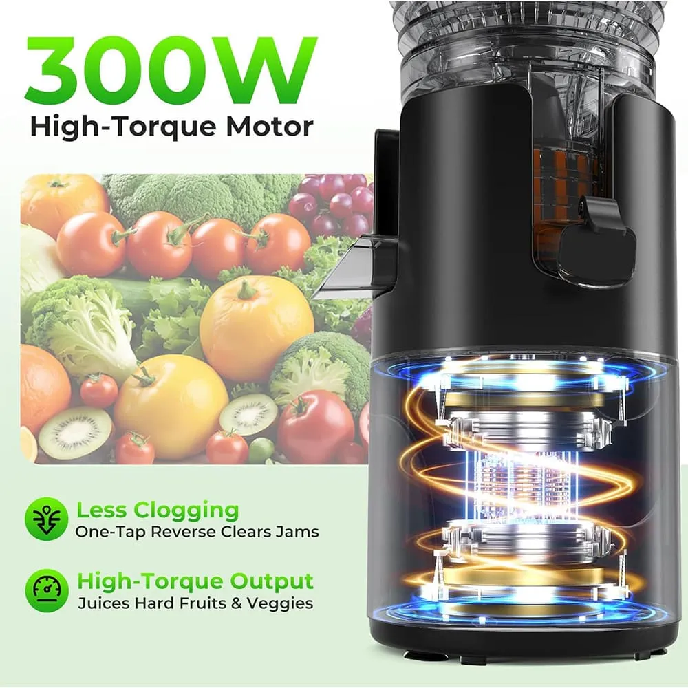 Toree Juicer Machine, 148 mm Large Feed Chute Slow Masticating Cold Press Juicer for Whole Fruits & Vegetables, Easy to Clean, High Juice Yield - Image 10