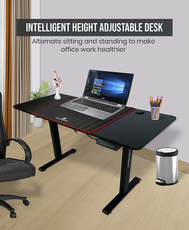 StarAndDaisy Sit To Stand Electric Height Adjustable Standing Desk Table with 3 Memory Presets, USB Charging - Black - Image 8