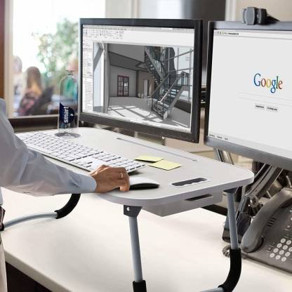 SND Homes Wood Portable Laptop Table (Finish Color - White) - Image 2