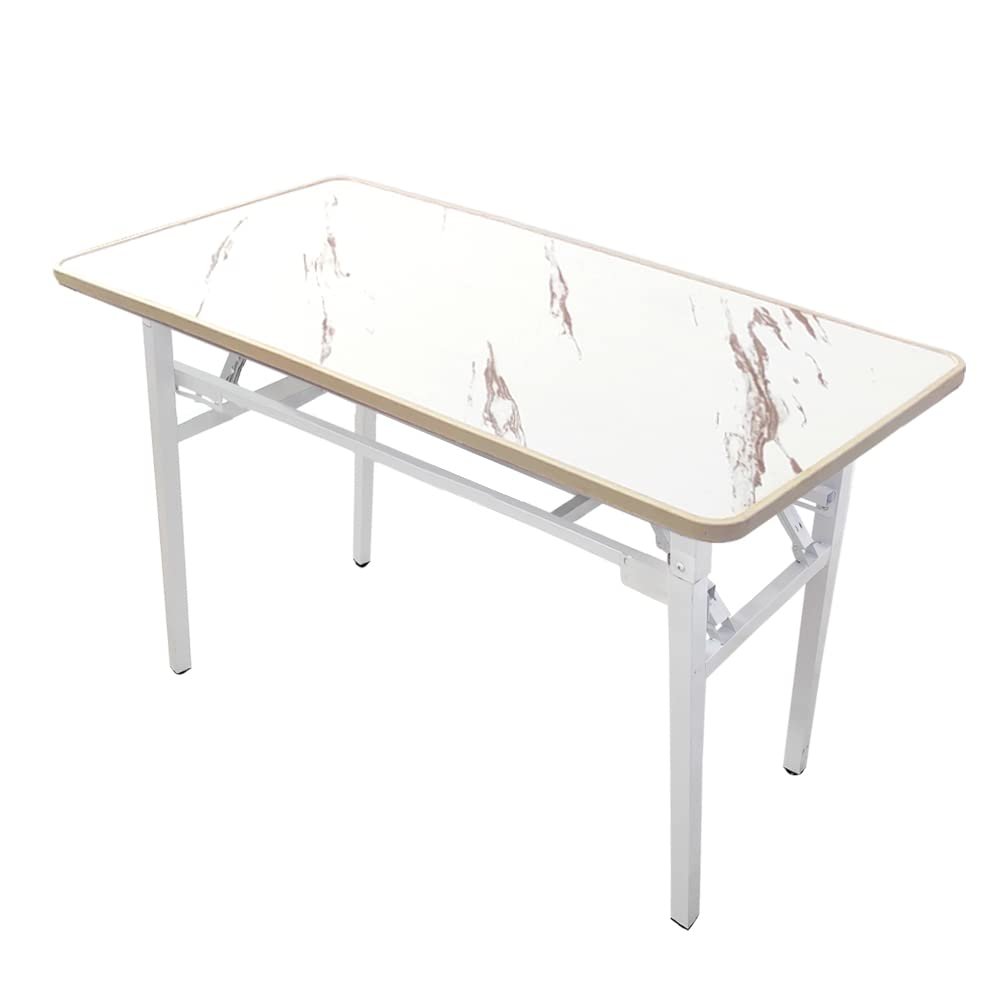 SND Homes Easy-Folding Computer Table/Work Desk for Kids/Adults - No Assembly Required (120 X 60 Molded White)