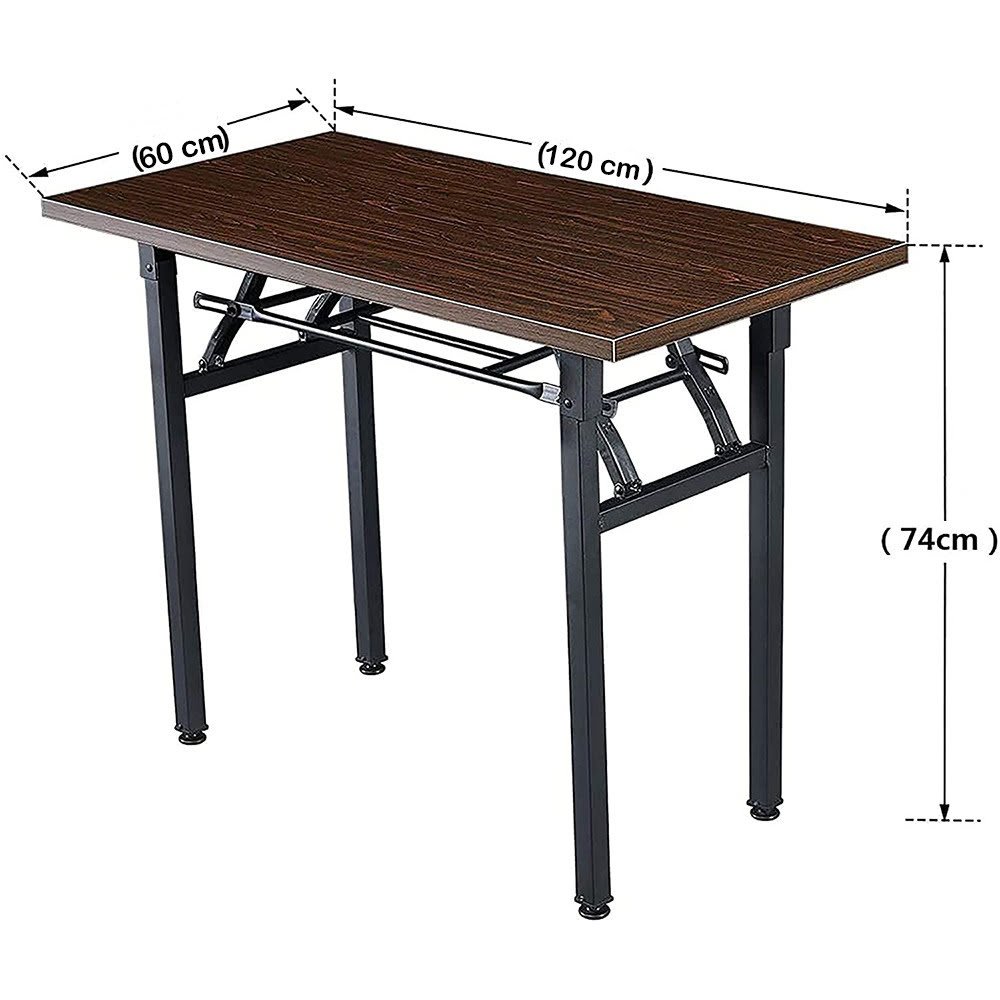SND Homes Computer Desk Folding Table No-Assembly Modern Desk for Small Spaces Study Writing Desk with Storage Shelf Desks for Students and Work from Home (120 X 60 cm Wood Yellow) - Image 8