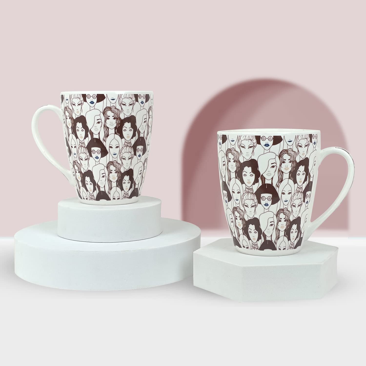 StarAndDaisy Designer Mugs - ceramic Bone China Tea Coffee Milk Cups Microwave and Dishwasher Safe Set of 2 - SND-MM-02