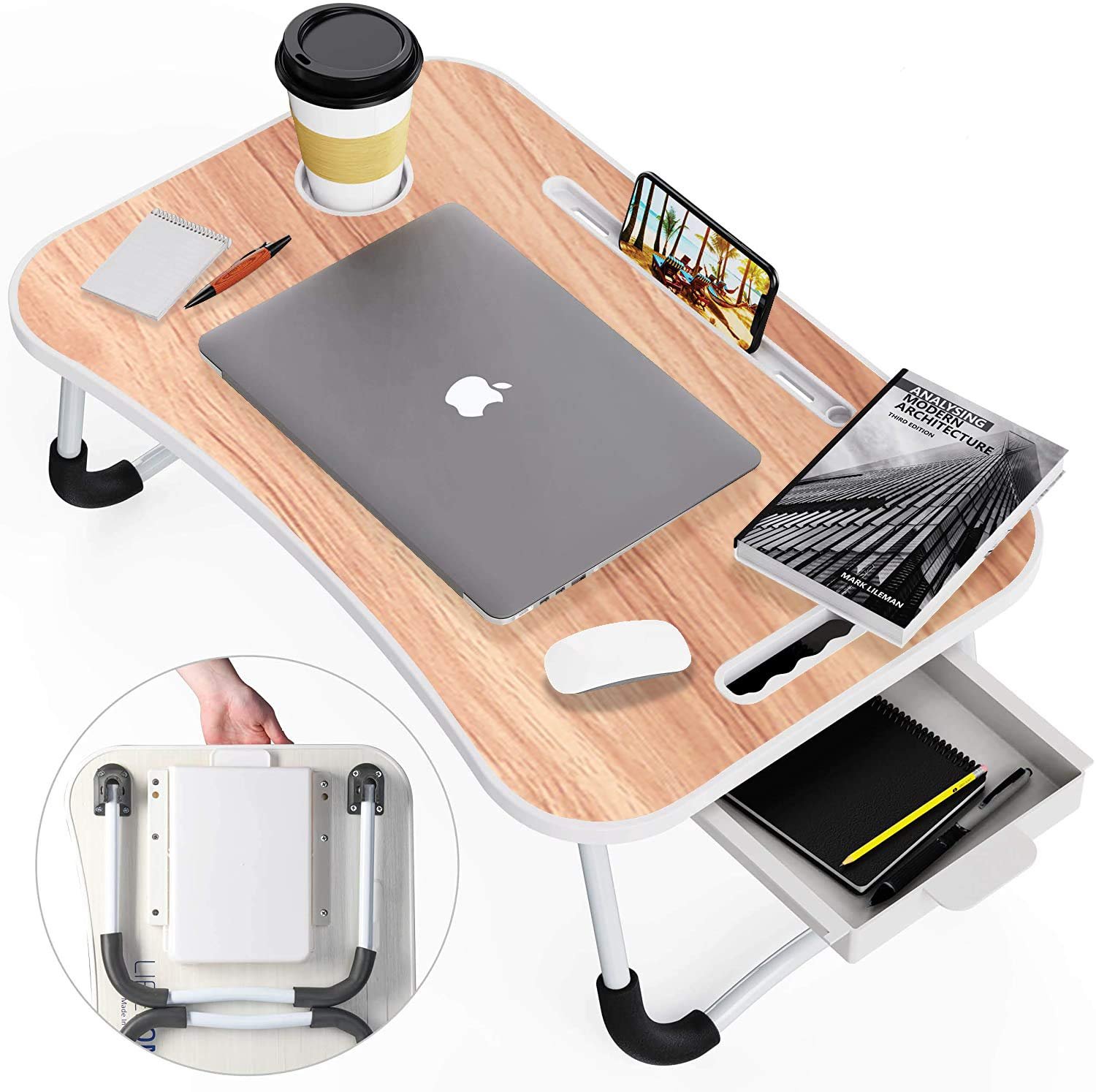 SND Homes Wood Portable Laptop Table (Finish Color - Wood-Beige, Pre Assembled)