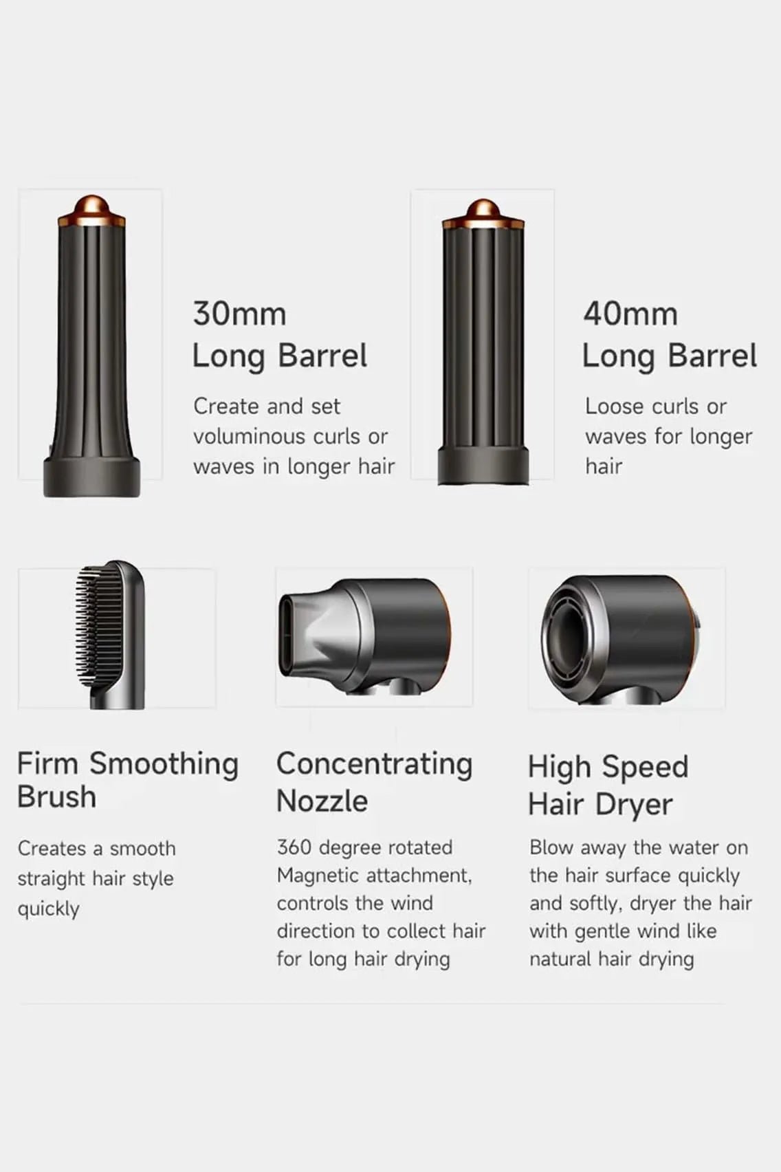 Toree 5-in-1 Professional Airstyler with Smart Airflow Motor & Multi-Styling Attachments - Image 2