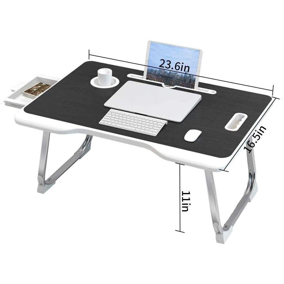 SND Homes Multipurpose Bed Laptop Table Wood Portable Laptop Table (Finish Color - Combination Black, Pre Assembled) - Image 2