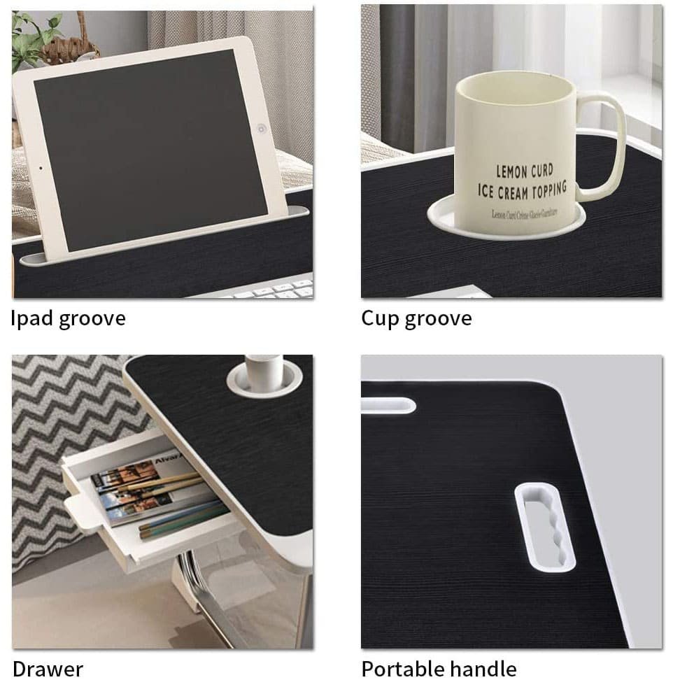 SND Homes Multipurpose Bed Laptop Table Wood Portable Laptop Table (Finish Color - Combination Black, Pre Assembled) - Image 6