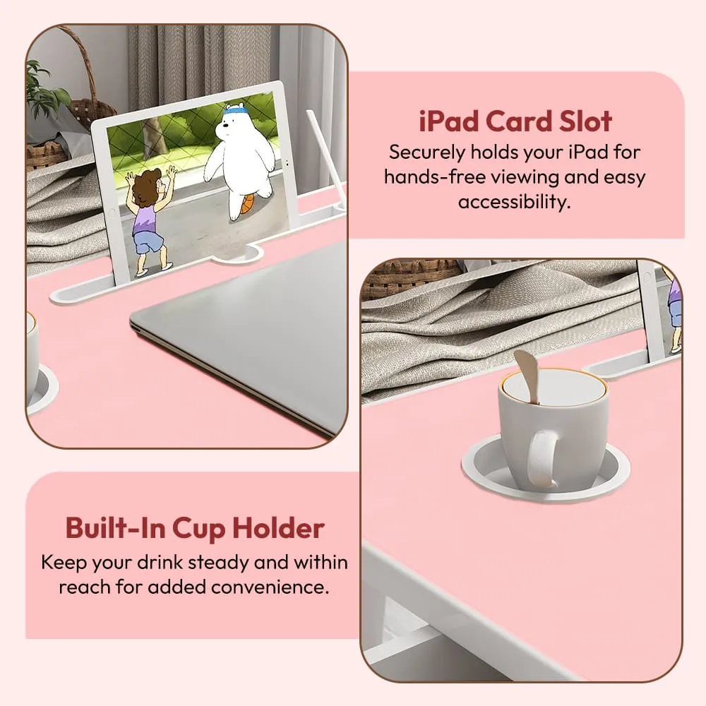 SND Homes 'Bed Buddy' Laptop Desk,Portable Foldable Laptop Bed Tray Table with Drawer,Bed Tray for Eating,Laptop Bed Tray Table for Bed and Sofa (All Pink) - Image 4