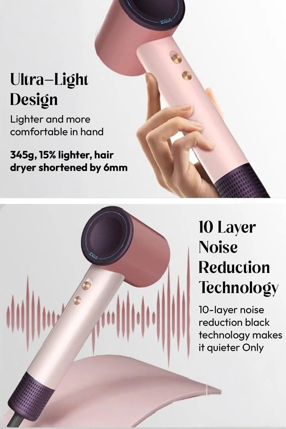 Toree 5-In-1 Automatic Curling Iron Set - Advanced Lightweight Ionic Hair Dryer with Intelligent Temperature & Noise Reduction Technology - Image 6