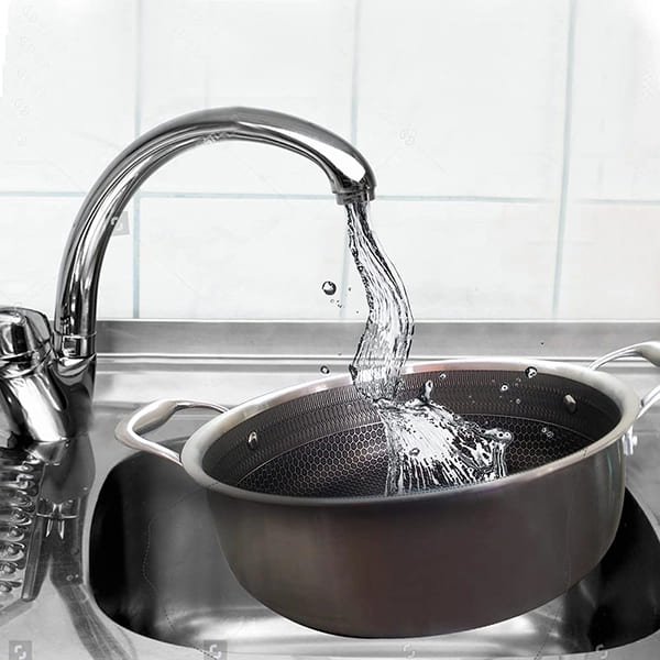 SND Homes Smart Cookware Wok Stainless Steel SUS 304 Non Stick Diamond Coating 7 Layer 5 Liter 28 cm Kadhai - Image 4