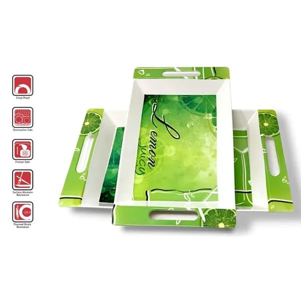 Crystal by SND Homes Melamine Serving Tray, Set of 2 (Medium and Large Size) Rosseate Series Tray - Image 4