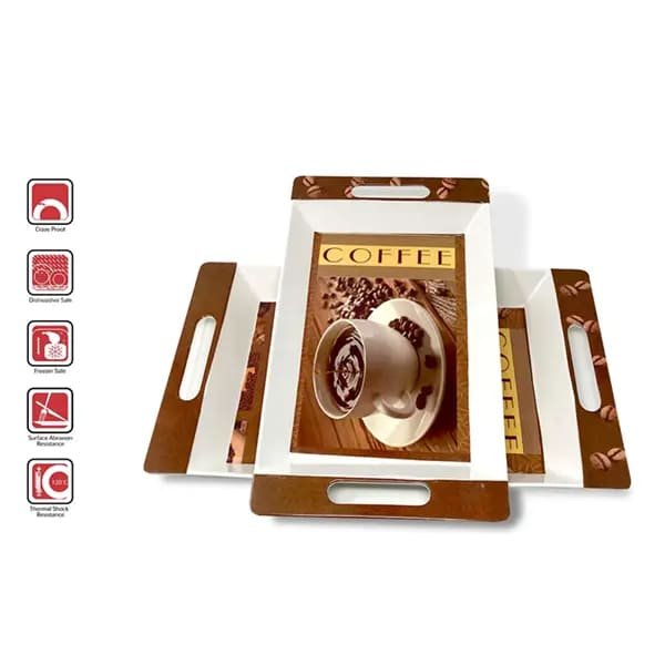 Roseate Series Tray - Crystal by SND Homes Melamine Serving Tray, Set of 2 (Medium and Large Size) - Image 4