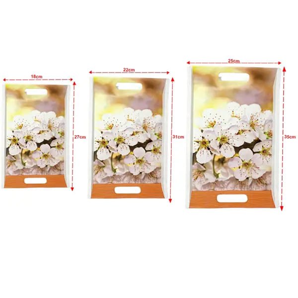 Crystal by SND Homes Melamine Serving Tray, Set of 3 (Small, Medium and Large Size) Villori Series Tray - Image 3