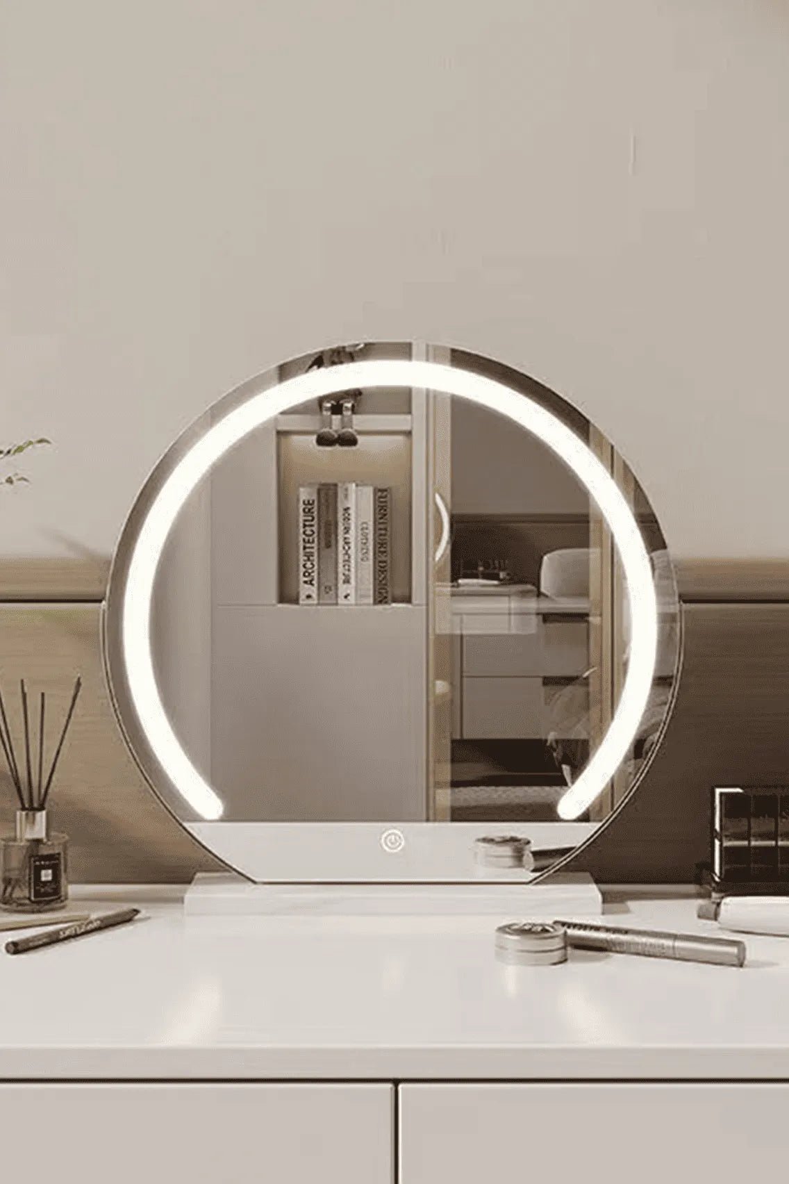 Toree HD LED Round Makeup Mirror with Touch Control, 3 Light Modes, Adjustable Brightness, Explosion-Proof Glass, 45cm Vanity Mirror