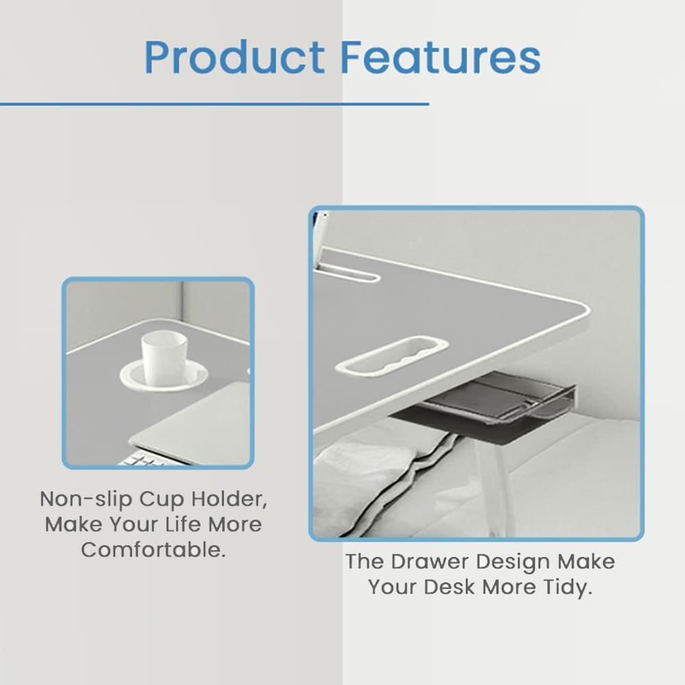 SND Homes 'Bed Buddy' Laptop Desk, Portable Foldable Laptop Bed Table for Bed and Sofa with Drawer - Image 4