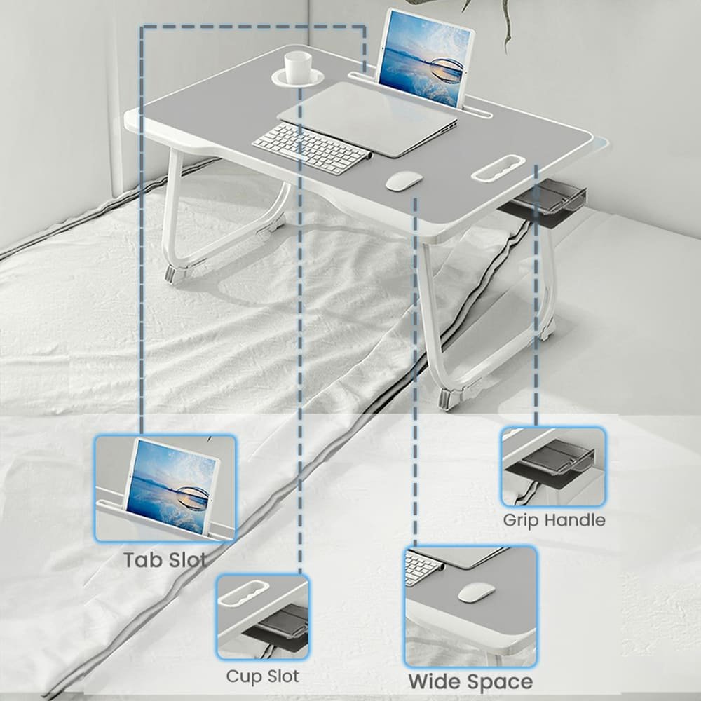 SND Homes 'Bed Buddy' Laptop Desk, Portable Foldable Laptop Bed Table for Bed and Sofa with Drawer - Image 6