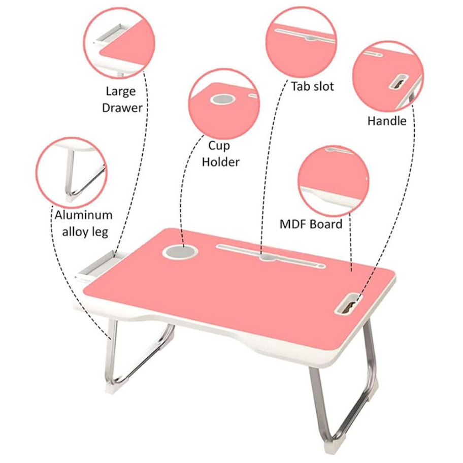 SND Homes Wood Portable Laptop Table (Finish Color - Combination-Pink, Pre Assembled) - Image 5