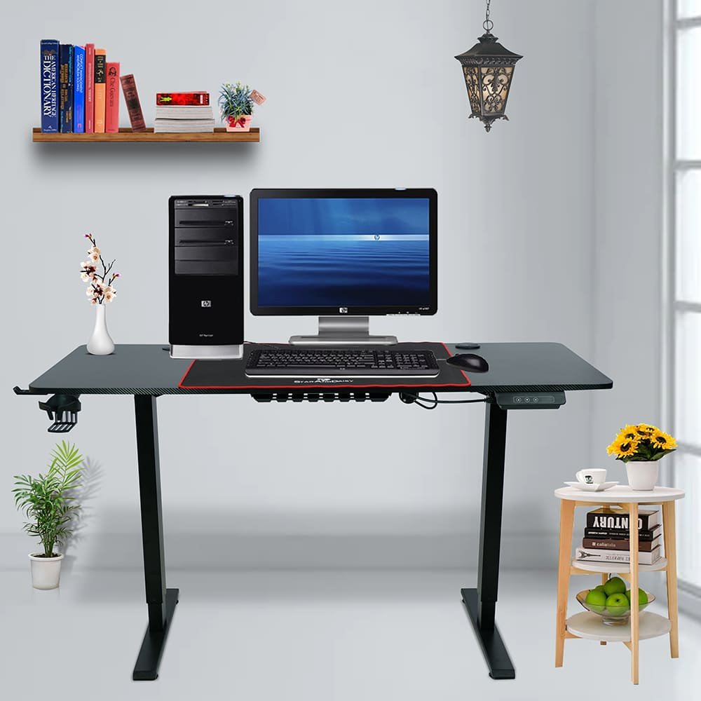 StarAndDaisy Sit To Stand Electric Height Adjustable Standing Desk Table with 3 Memory Presets, USB Charging - Black