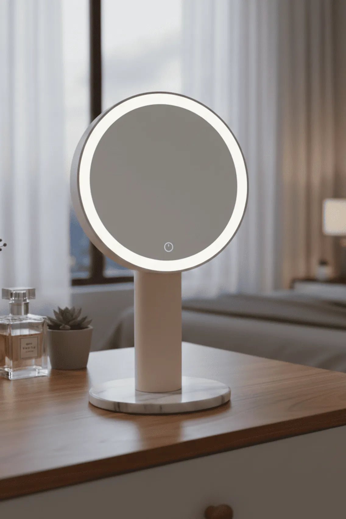 Toree Premium LED Smart Makeup Mirror | 360° Ring Light, Touch Dimming, Adjustable 0–90° Angle, 2400mAh Rechargeable, True Color HD Reflection - Image 2