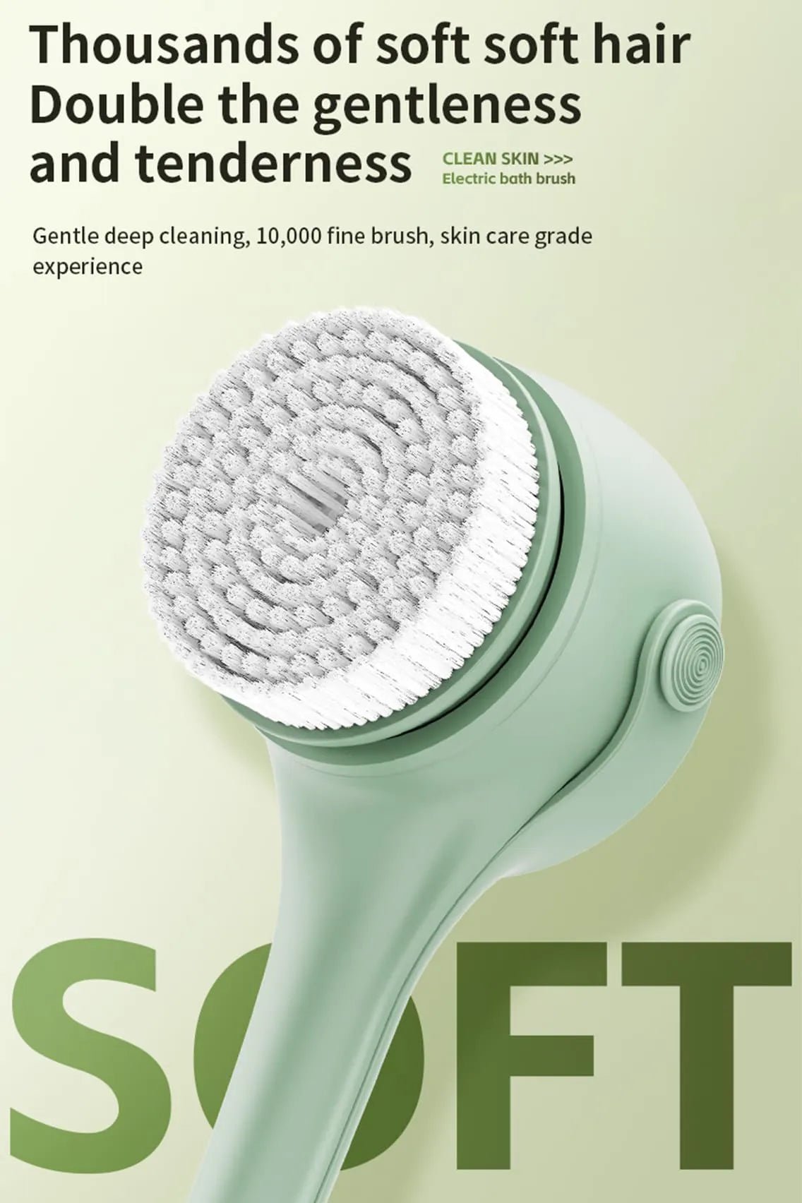 Toree Electric Bath Brush for Body & Face Cleansing Brush with Long Handle – Rechargeable Exfoliating Shower Tool - Image 7