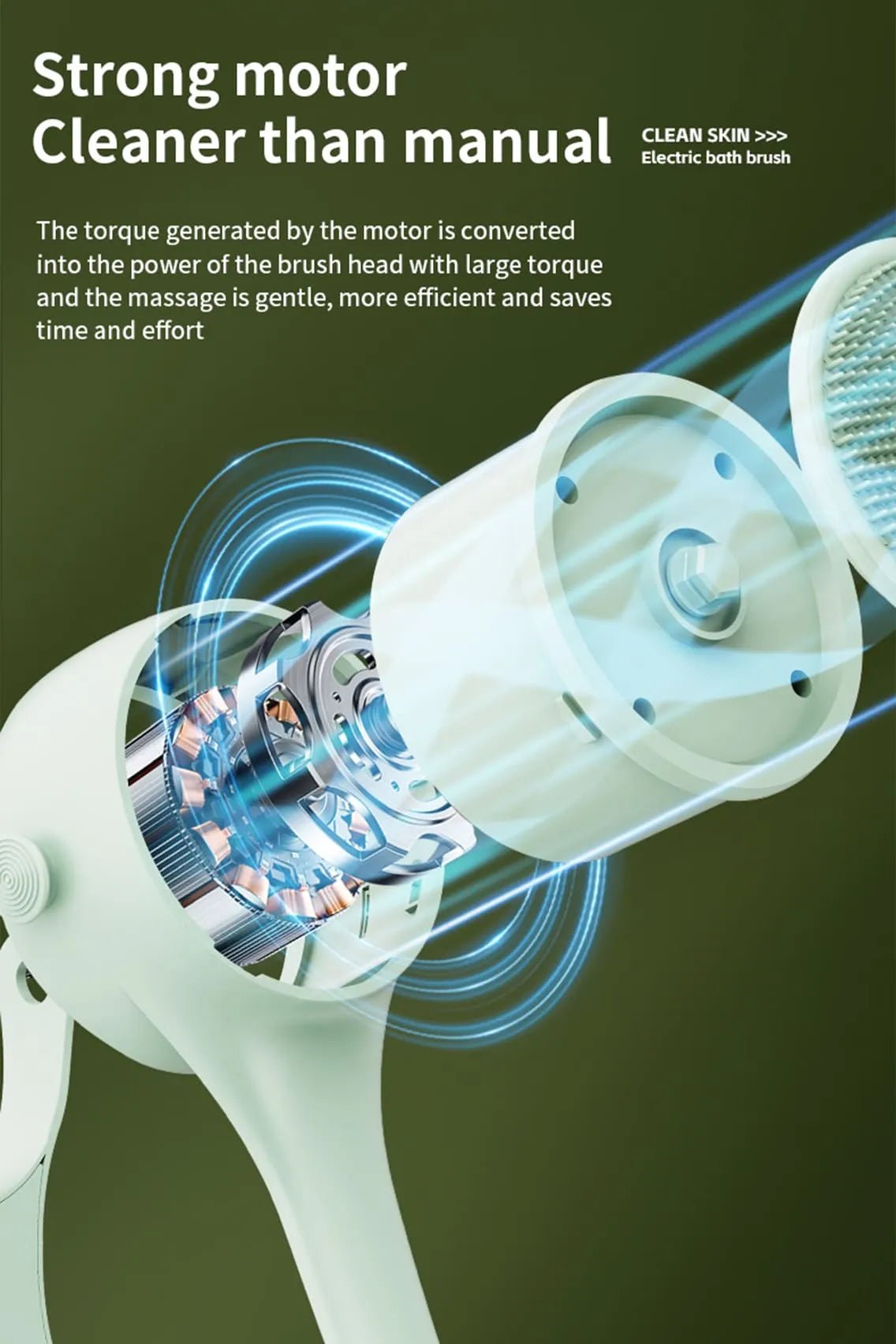 Toree Electric Bath Brush for Body & Face Cleansing Brush with Long Handle – Rechargeable Exfoliating Shower Tool - Image 10