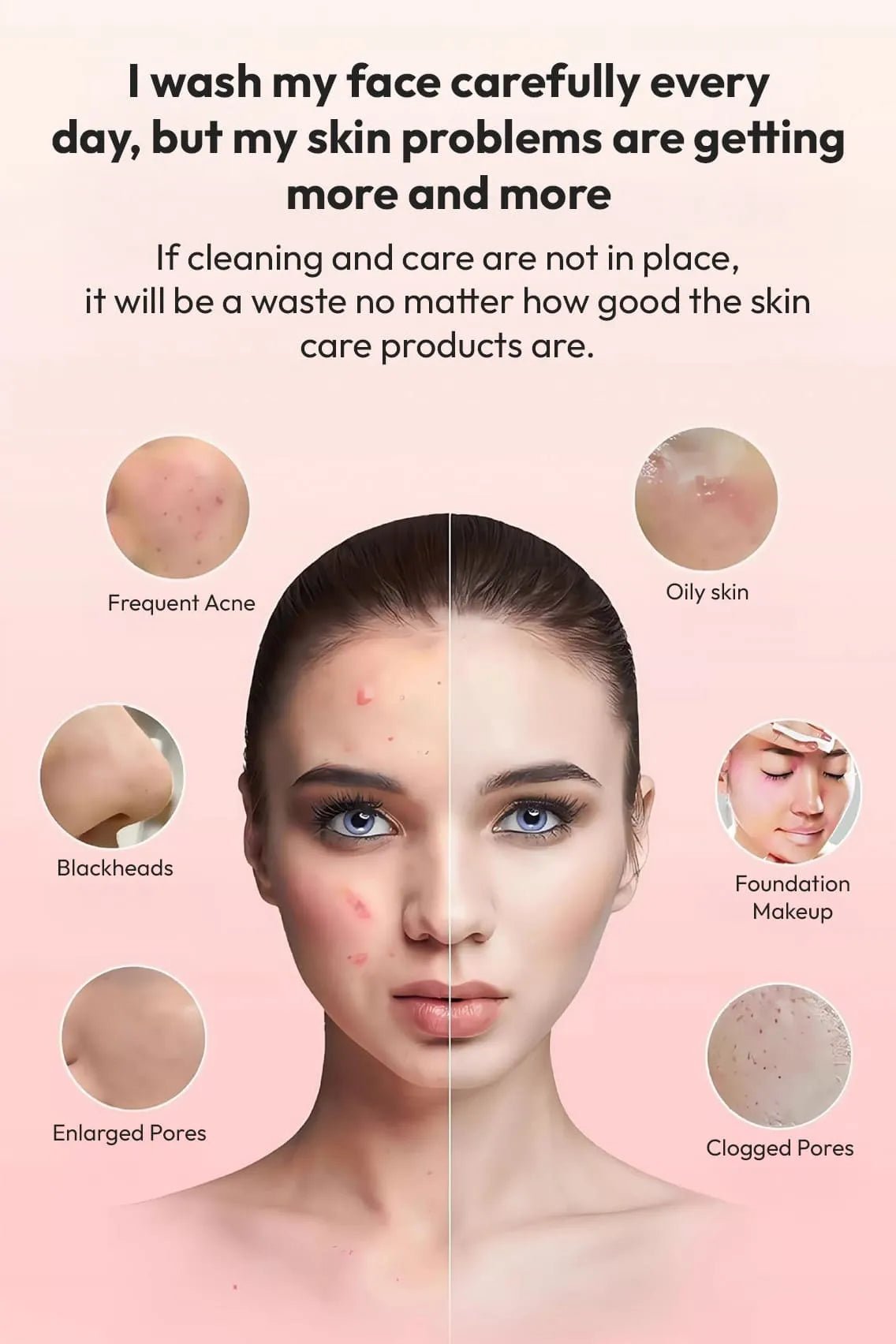 Toree 2-in-1 Electric Silicone Facial Cleansing Brush & Massager with Heating & Cooling Therapy for Deep Pore Cleaning - Image 5