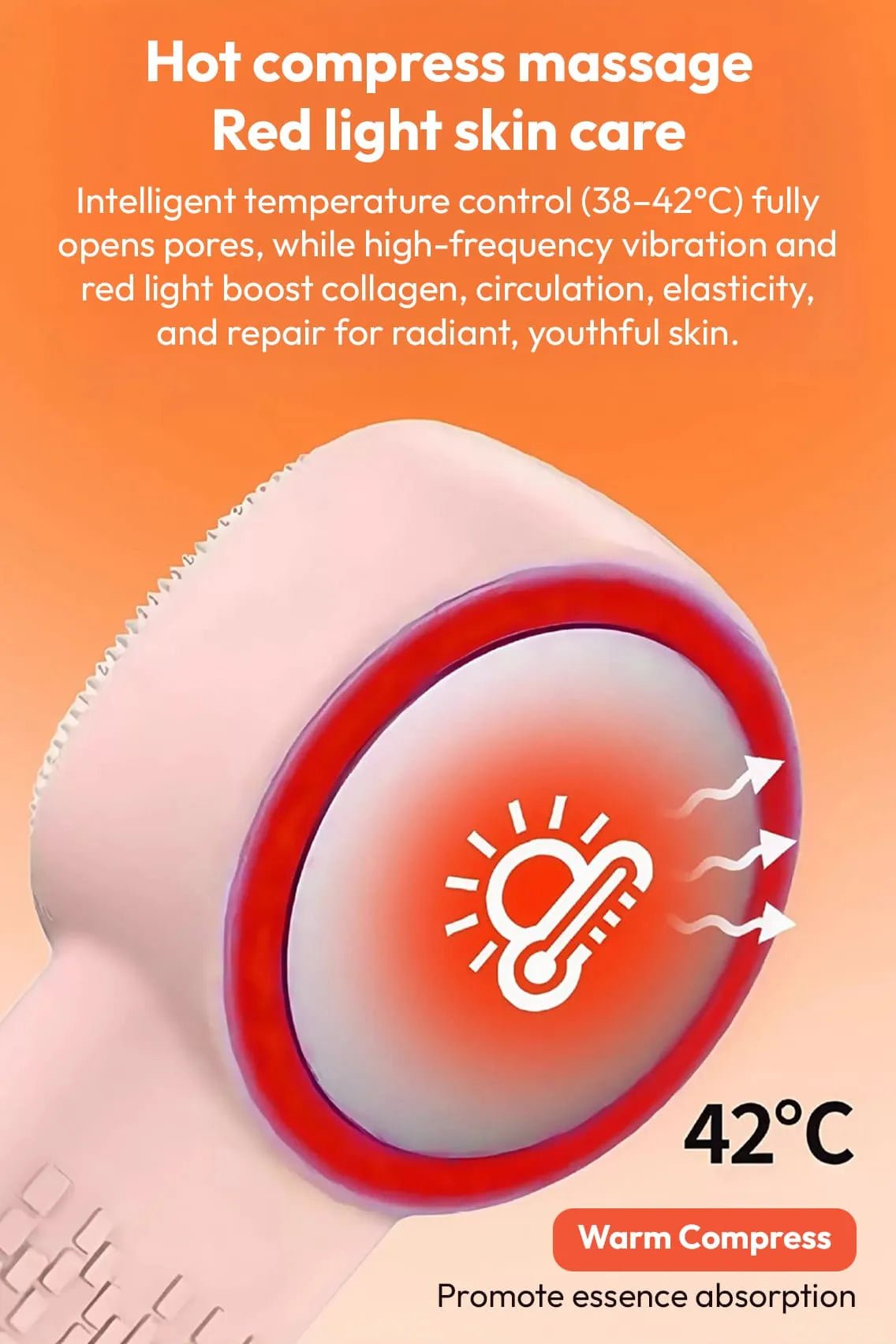 Toree 2-in-1 Electric Silicone Facial Cleansing Brush & Massager with Heating & Cooling Therapy for Deep Pore Cleaning - Image 8