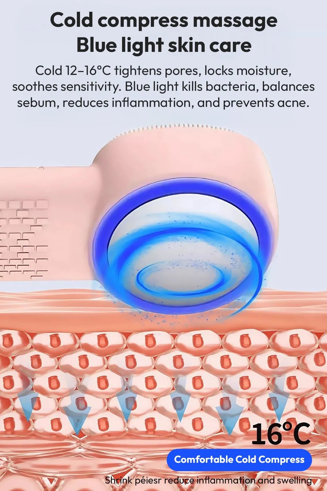 Toree 2-in-1 Electric Silicone Facial Cleansing Brush & Massager with Heating & Cooling Therapy for Deep Pore Cleaning - Image 9