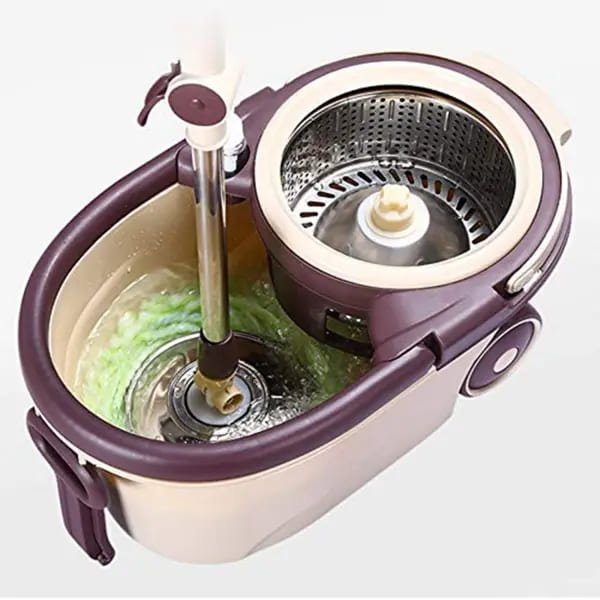 Pureatic by SND Homes Spin mop with Bucket, Stainless Steel Wringer and mop hat, 2 Refills, Easy disassembly Modular Design, Long-Life - Image 2