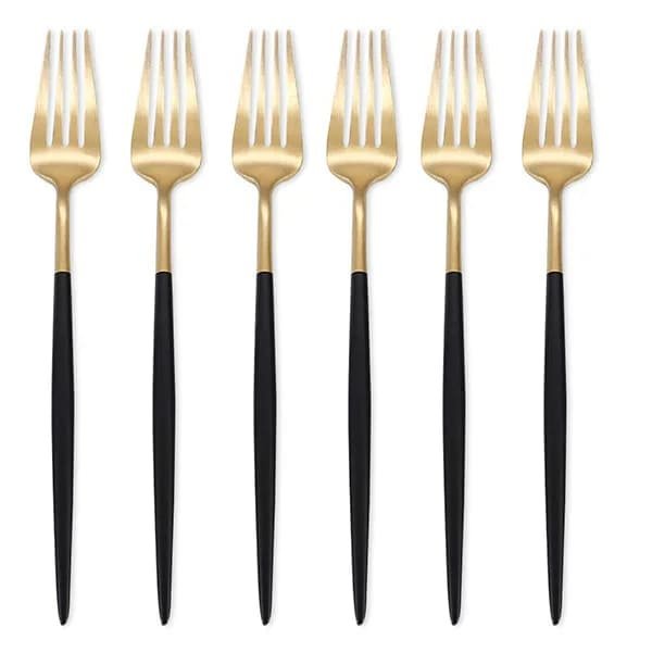 SND Homes Premium Royal Cutlery Set, Made of SUS 304, Gold Polished, High-end for Fine Dining (Set of 6 Dining Forks)