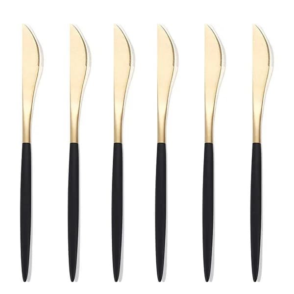 SND Homes Premium Royal Cutlery Set, Made of SUS 304, Gold Polished, High-end for Fine Dining (Set of 6 Dining Knives)