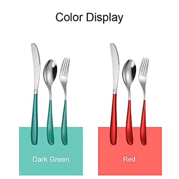 SND Homes Delicacy Cutlery for Fine Dining, Made of SUS 304 Glossy Silver Finish Spoon/ Forks/ Knives (Set of 6 Silver Green Spoon) - Image 6