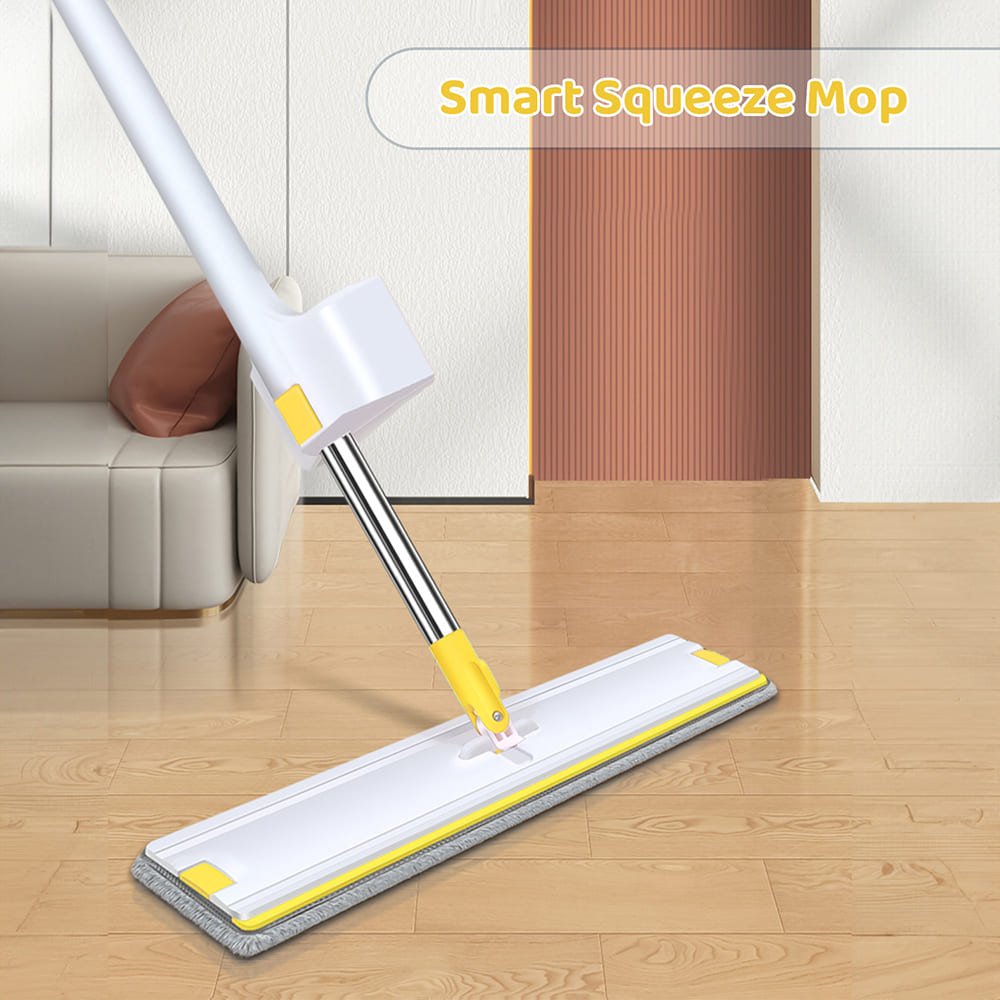 SND Homes Slider Squeeze Mop- New Revolutionary Way of Home Cleaning, Cleans Horizontally and Vertically, Ultra Thick Super Absorbent Microfiber Technology (1+1 Microfiber Refill) (Large Yellow) - Image 2