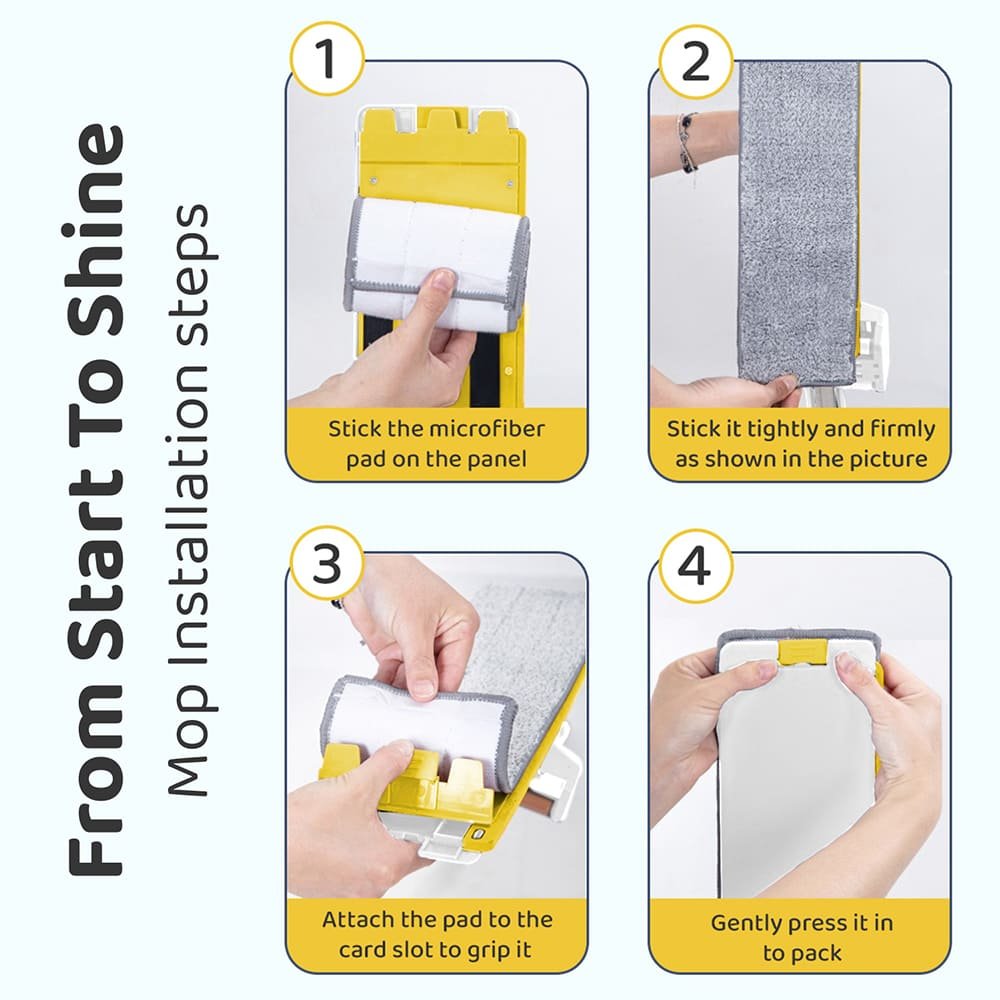 SND Homes Slider Squeeze Mop- New Revolutionary Way of Home Cleaning, Cleans Horizontally and Vertically, Ultra Thick Super Absorbent Microfiber Technology (1+1 Microfiber Refill) (Large Yellow) - Image 3