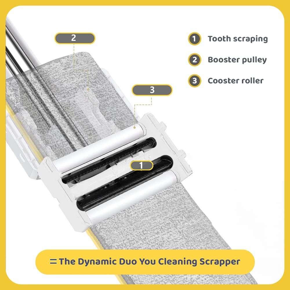 SND Homes Slider Squeeze Mop- New Revolutionary Way of Home Cleaning, Cleans Horizontally and Vertically, Ultra Thick Super Absorbent Microfiber Technology (1+1 Microfiber Refill) (Large Yellow) - Image 5