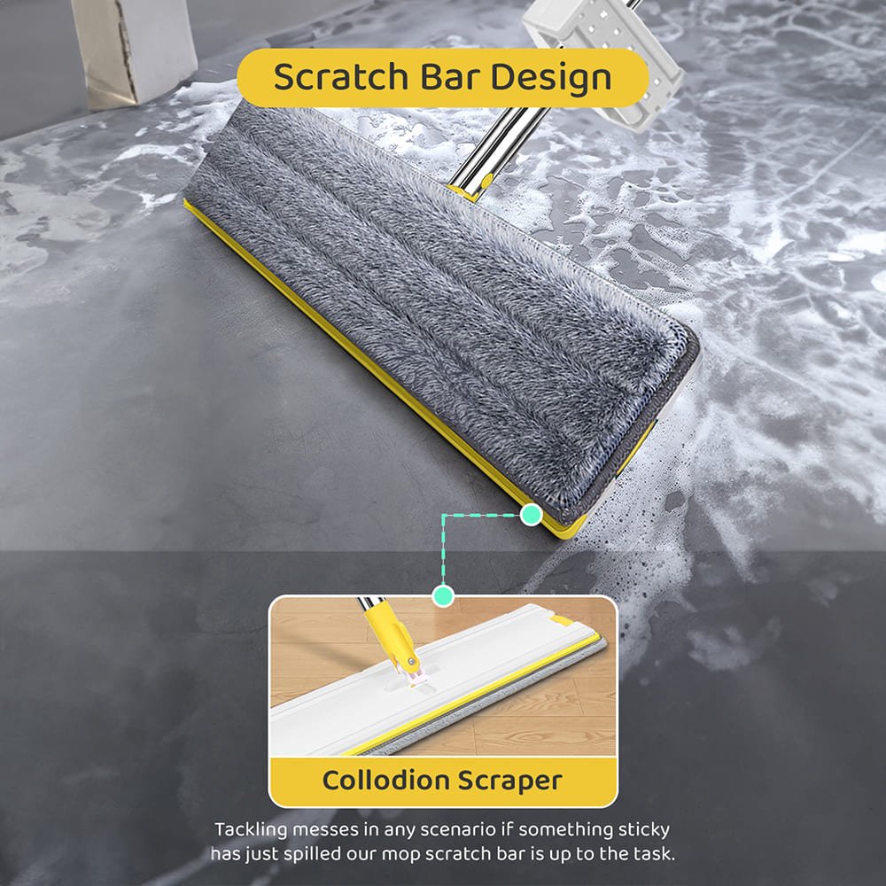 SND Homes Slider Squeeze Mop- New Revolutionary Way of Home Cleaning, Cleans Horizontally and Vertically, Ultra Thick Super Absorbent Microfiber Technology (1+1 Microfiber Refill) (Large Yellow) - Image 7