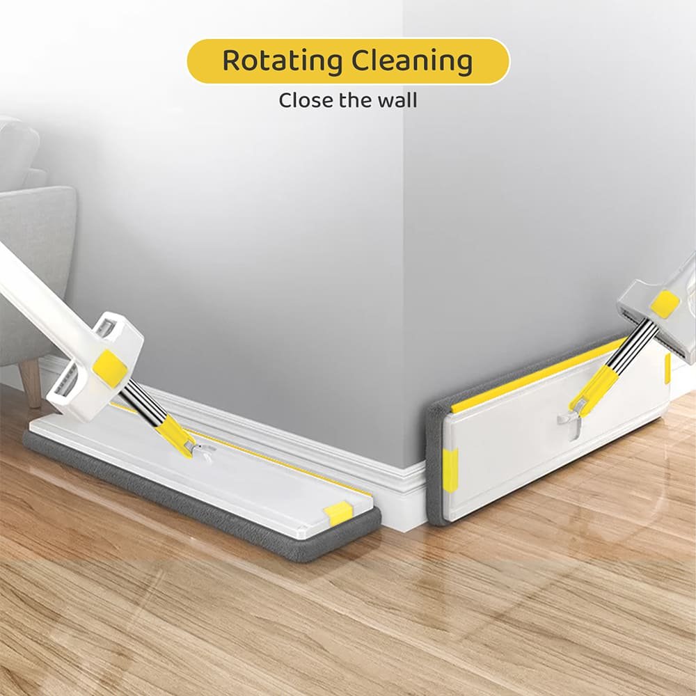 SND Homes Slider Squeeze Mop- New Revolutionary Way of Home Cleaning, Cleans Horizontally and Vertically, Ultra Thick Super Absorbent Microfiber Technology (1+1 Microfiber Refill) (Large Yellow) - Image 8