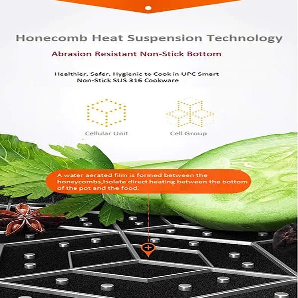 SND Homes Smart Cookware 5 L Medical Grade Stainless Steel SUS 316 Abrasion Resistant Non-Stick Diamond Coating Induction Base 7 Layer Energy Saving Deep Frying Pan with Lid (32 cm, Silver) - Image 4