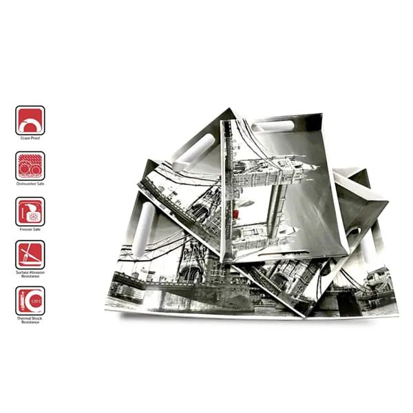 SND Homes Crystal Melamine Ocean Series Serving Tray (Multicolour, Small, Medium and Large Size), Set of 3 - Image 3