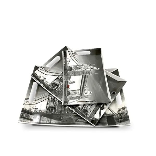 SND Homes Crystal Melamine Ocean Series Serving Tray (Multicolour, Small, Medium and Large Size), Set of 3