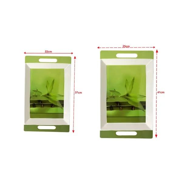 SND Homes Crystal Melamine Serving Roseate Series Tray | Set of 2 | Multicoloured;White (Medium and Large Size) - Image 3