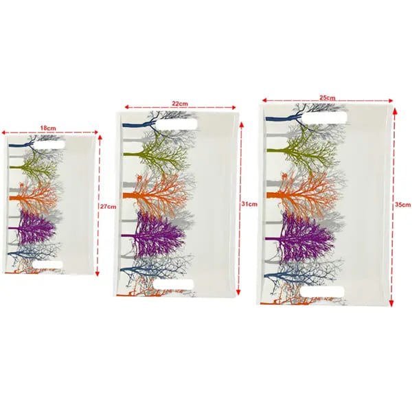 SND Homes Crystal Melamine Serving Tray (Multicoloured, White, Medium and Large Size) -Set of 3 Villari Series - Image 3