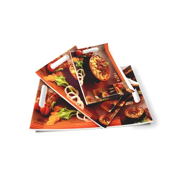 SND Homes Crystal Melamine Serving Tray, Set of 3 (Small, Medium and Large Size) Ocean Series | Multicoloured, White