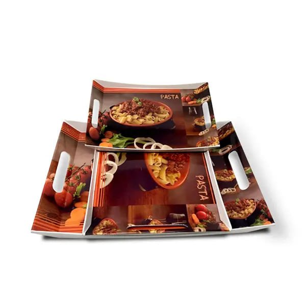 SND Homes Crystal Melamine Serving Tray, Set of 3 (Small, Medium and Large Size) Ocean Series | Multicoloured, White - Image 2