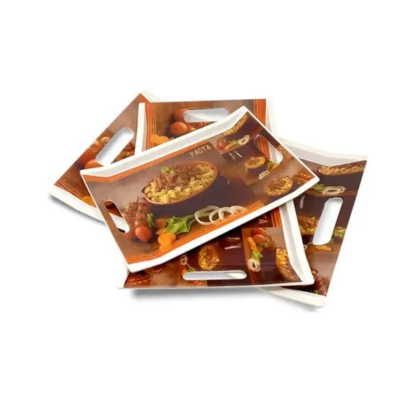 SND Homes Crystal Melamine Serving Tray, Set of 3 Villori Series (Multicoloured, White | Small, Medium and Large Size) - Image 4